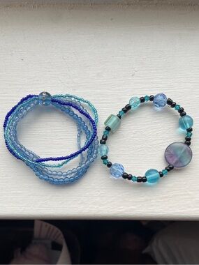 Blue Beaded Stackable Bracelets - Women Jewelry 🐾
